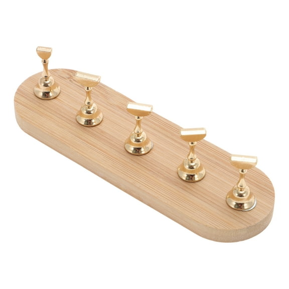 Unique Bargains 1 Set Oval Nail Display Stand for Nail DIY Gold Tone