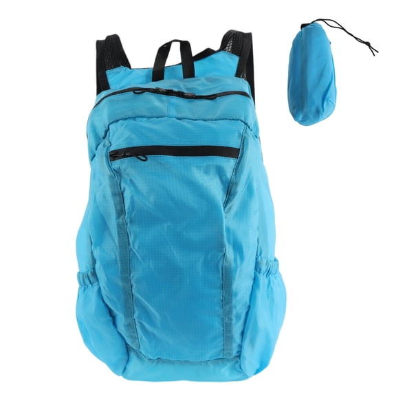 Unique Bargains 1 Set Packable Backpack Durable Hiking Backpack Sky Blue