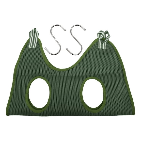 Unique Bargains 1 Set Pet Grooming Hammock Polyester Pet Grooming Tools with Hooks Large Green