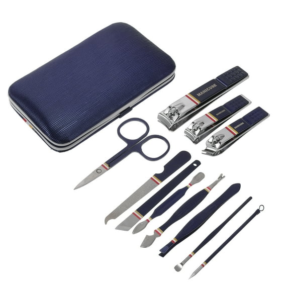 Unique Bargains 1 Set Plaid Pattern Nail Clippers Toenail Clippers Dark Blue