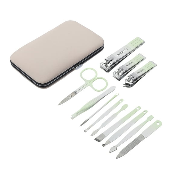 Unique Bargains 1 Set Plaid Pattern Nail Clippers Toenail Clippers Green