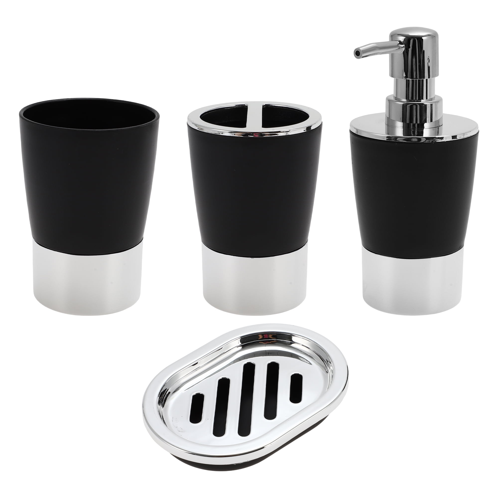 Unique Bargains 1 Set  Plating Soap Pump Dispenser Set for Bathroom for Laundry Rooms Black