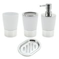thumbnail image 1 of Unique Bargains 1 Set  Plating Soap Pump Dispenser Set for Bathroom for Laundry Rooms White, 1 of 6