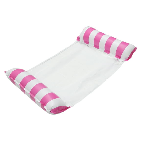 Unique Bargains 1 Set Pool Hammock Lounger Stripe Rectangular Floating Water Hammock Rose Red