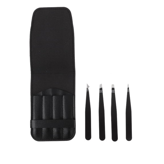 Unique Bargains 1 Set Portable Eyebrow Tweezer Kit for Bathroom Travel Black