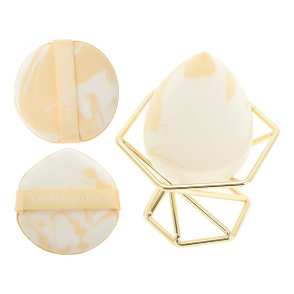 Unique Bargains 1 Set Portable Face Makeup Sponge Kit for Bedrooms Yellow White Hydrophilic Polyurethane