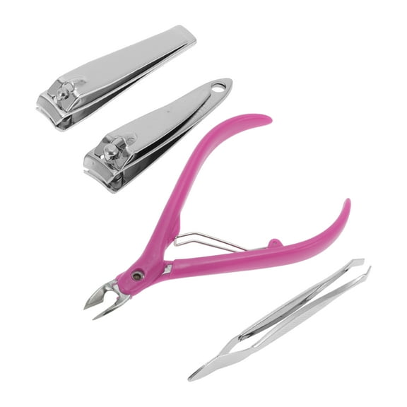 Unique Bargains 1 Set Portable Nail Clipper Kit for Women for Men Rose Red Silver Tone