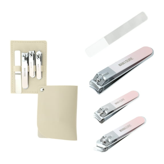 Unique Bargains 1 Set Portable Rotation Nail Clipper Kit for Women for Men Gradient Pink