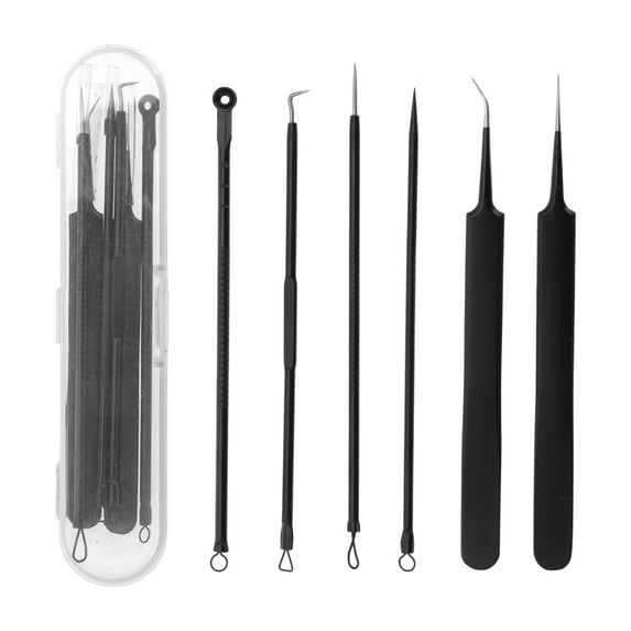 Unique Bargains 1 Set Professional Pimple Extractor Tool Set Black