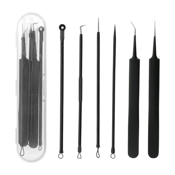 Unique Bargains 1 Set Professional Pimple Extractor Tool Set Black