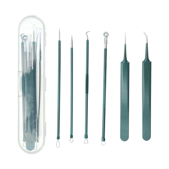 Unique Bargains 1 Set Professional Pimple Extractor Tool Set Blackish Green