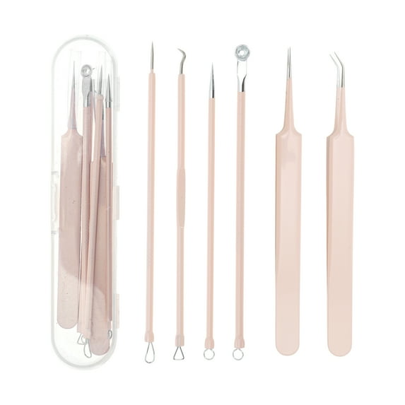 Unique Bargains 1 Set Professional Pimple Extractor Tool Set Pink