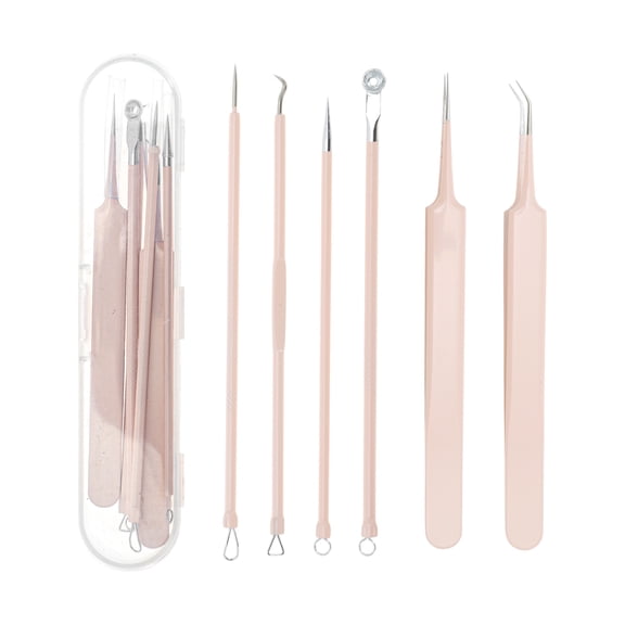 Unique Bargains 1 Set Professional Pimple Extractor Tool Set Pink