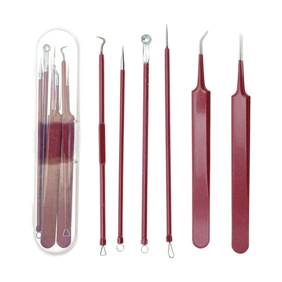 Unique Bargains 1 Set Professional Pimple Extractor Tool Set Purplish Red