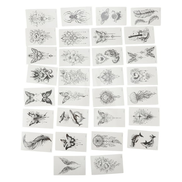 Unique Bargains 1 Set Realistic Fake Tattoos Dark Series Temporary Tatto for Adult Black