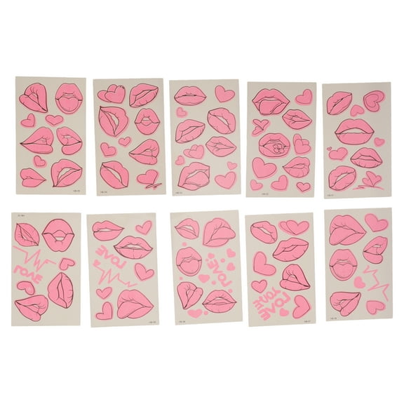 Unique Bargains 1 Set Realistic Fake Tattoos Lips Temporary Tatto for Adult Pink