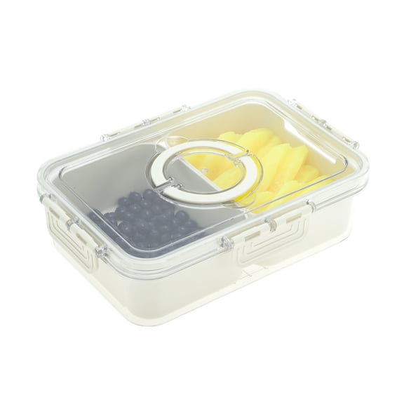 Unique Bargains 1 Set Rectangle Fridge Food Storage Containers 2 Compartment White Transparent