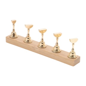 Unique Bargains 1 Set Rectangular Nail Display Stand for Nail DIY Gold Tone