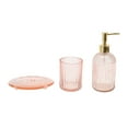 thumbnail image 1 of Unique Bargains 1 Set Reusable Vertical Stripes Bathroom Accessories Kit Pink Glass, 1 of 4