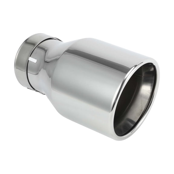 Unique Bargains 1 Set Roll Edge Slant Exhaust Tip 2.5" Inlet 4.1" Outlet Silver Tone