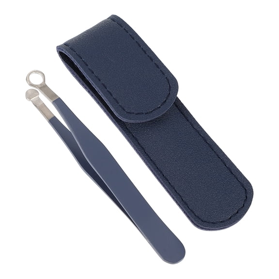 Unique Bargains 1 Set Round Head Nose Hair Tweezers Nose Hair Trimming Tweezers Blue 3.31"x0.35" Eyebrow Clippers