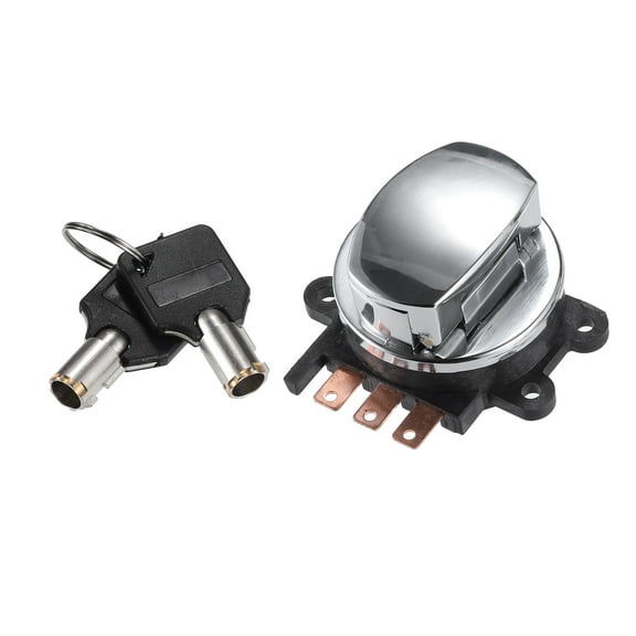 Unique Bargains 1 Set Round Key Ignition Switch Fit for Harley-Davidson Softail Road King 1993-2013 Silver Tone