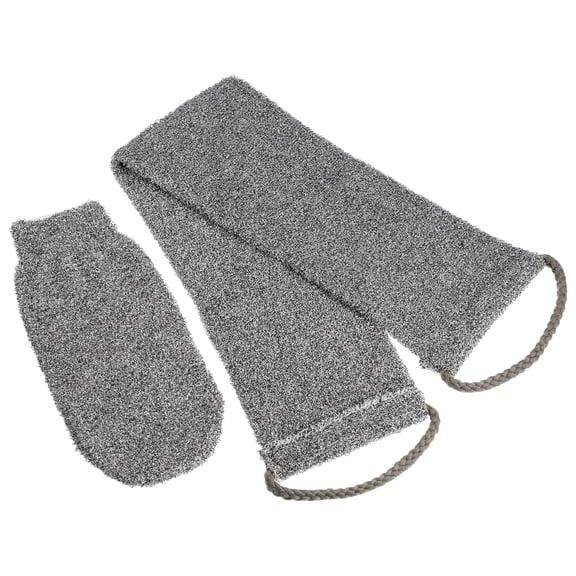 Unique Bargains 1 Set Shower Gloves Exfoliating Gloves for Bath for Shower 24.80"x4.92" Gray