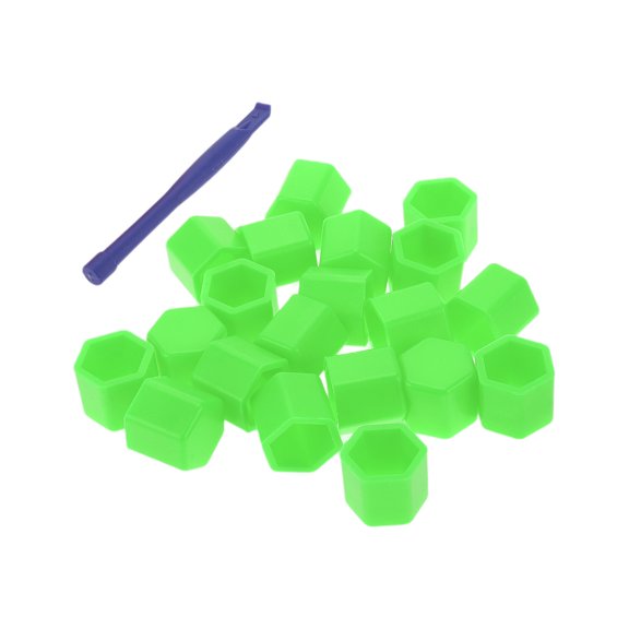 Unique Bargains 1 Set Silicone 17mm Outer Wheel Lug Nut Bolt with Removal Clamp Green
