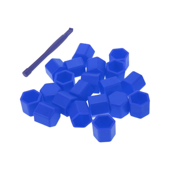 Unique Bargains 1 Set Silicone 21mm Outer Wheel Lug Nut Bolt with Removal Clamp Blue