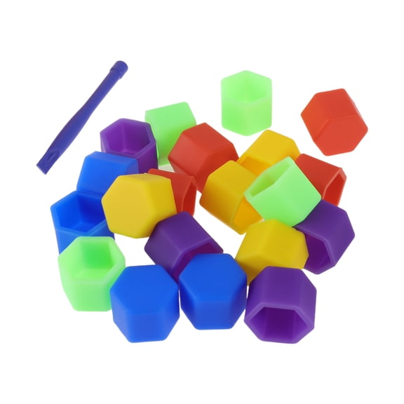 Unique Bargains 1 Set Silicone 21mm Outer Wheel Lug Nut Bolt with Removal Clamp Colorful
