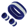 thumbnail image 1 of Unique Bargains 1 Set Soft Headband with Wristband Sweat Headband for Sport Blue White, 1 of 6