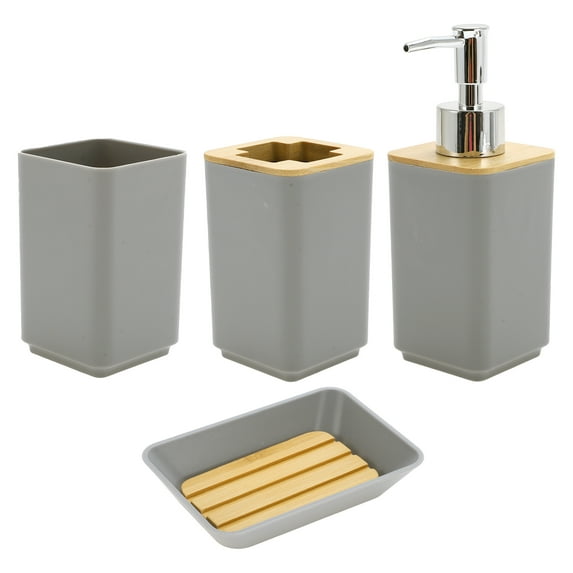 Unique Bargains 1 Set Square Soap Pump Dispenser Set for Bathroom for Laundry Rooms Gray
