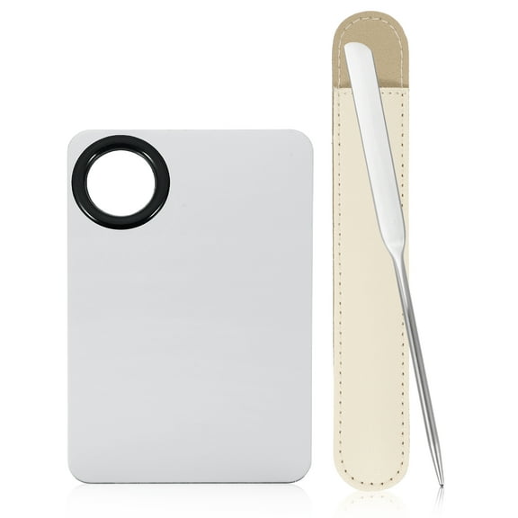 Unique Bargains 1 Set Stainless Steel Makeup Palette foundations Blending Tool with Makeup Scraper for Mixing Beige