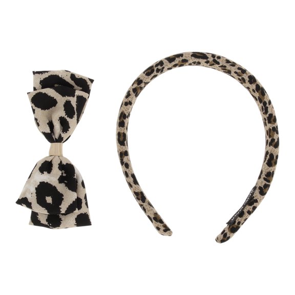 Unique Bargains 1 Set Stylish Leopard Print Hair Clips Hairdo Clips White Black