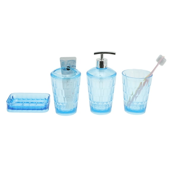Unique Bargains 1 Set Transparent Bathroom Accessories Set for Bathroom Vanities Blue PS