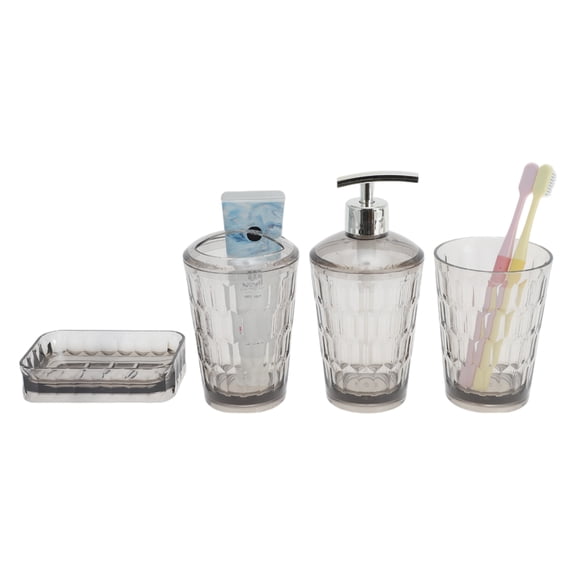 Unique Bargains 1 Set Transparent Bathroom Accessories Set for Bathroom Vanities Gray PS