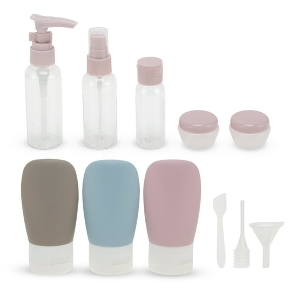 Unique Bargains 1 Set Travel Container Set Portable PE Travel Bottles Set Pink Purple Blue Gray