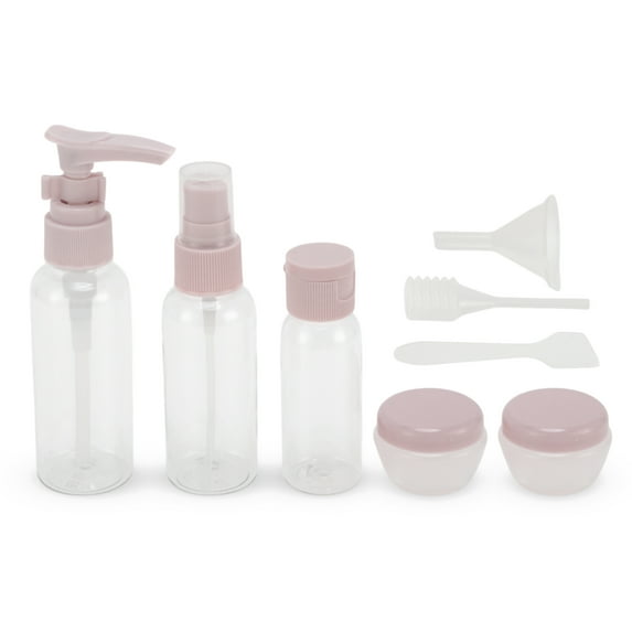 Unique Bargains 1 Set Travel Container Set Portable PE Travel Bottles Set Pink