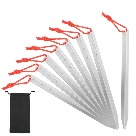 Unique Bargains 1 Set Triangular Serrations Tent Pegs Silver Tone Aluminum Alloy