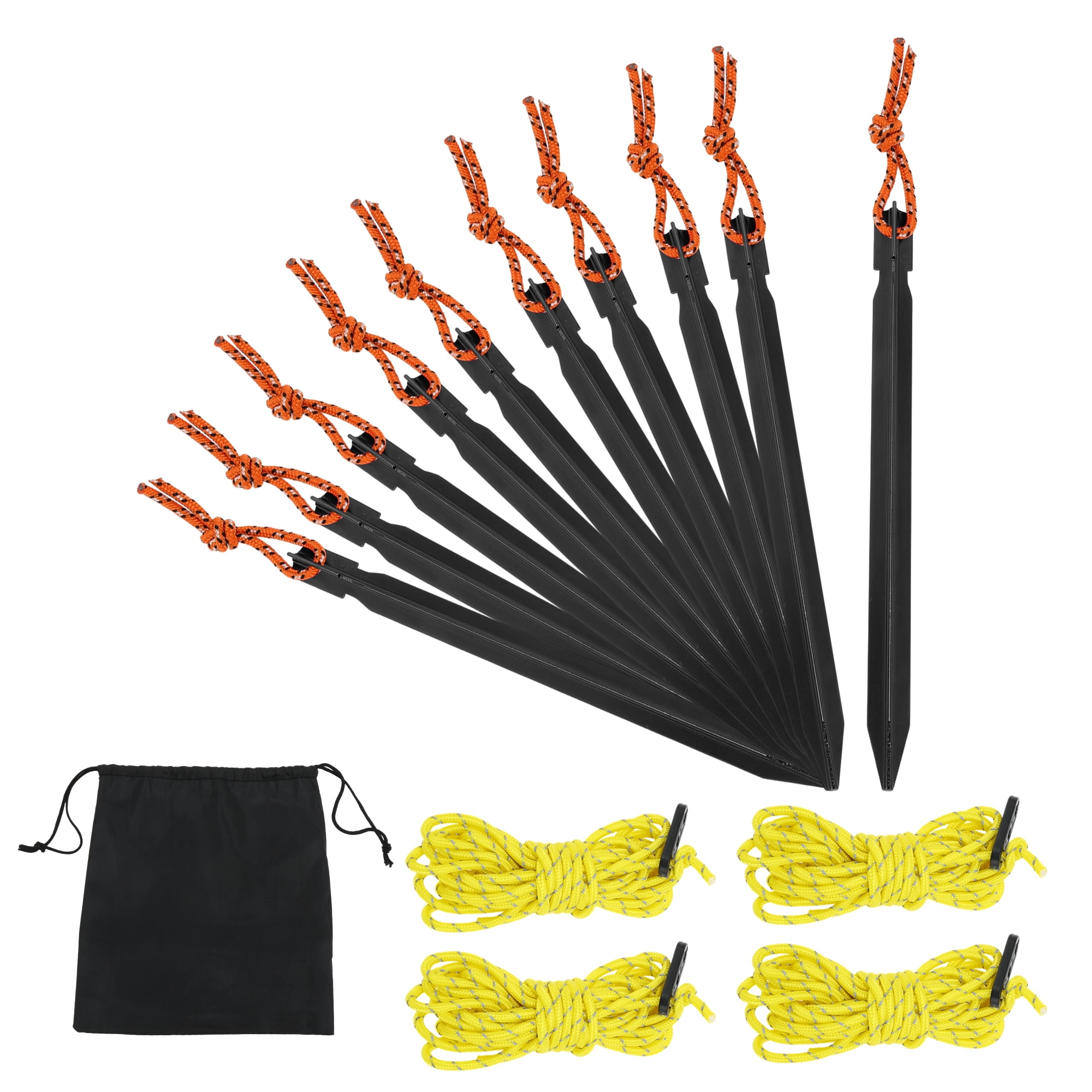 Unique Bargains 1 Set Triangular Tent Pegs Black Aluminum Alloy Polyester Nylon