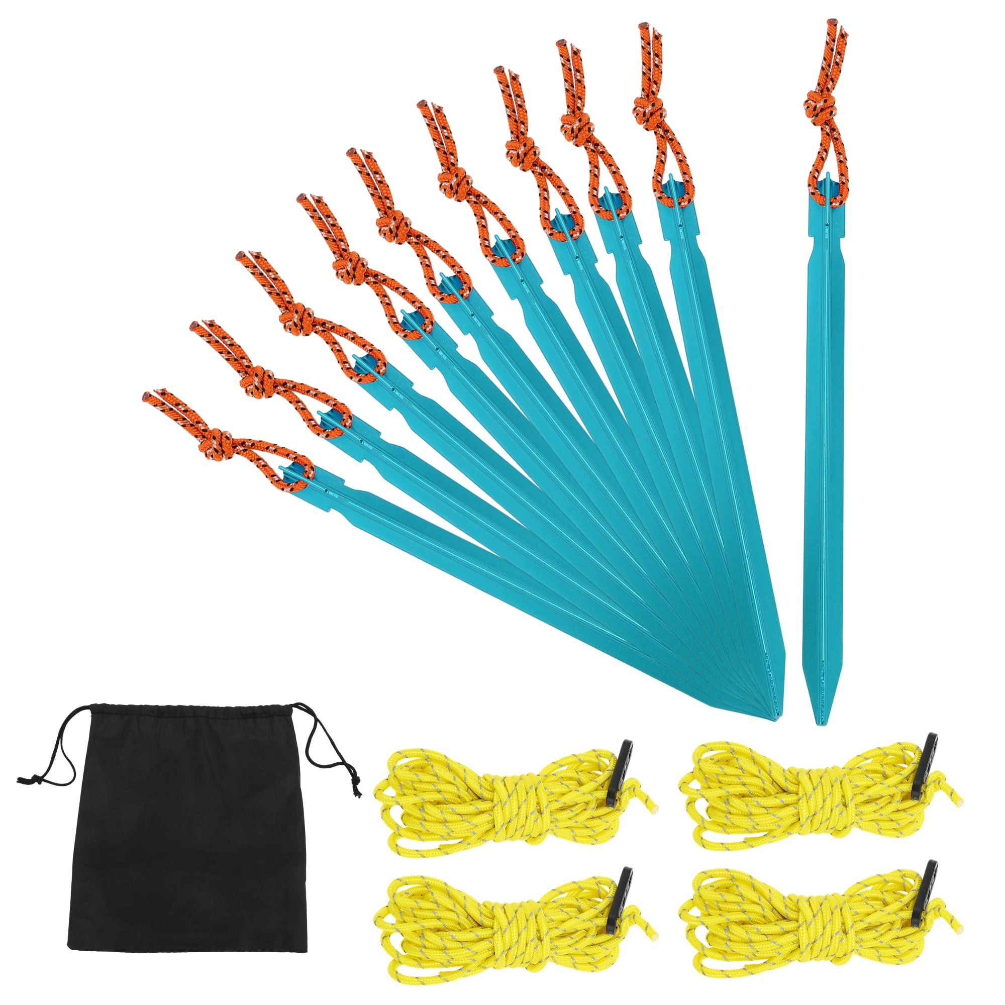 Unique Bargains 1 Set Triangular Tent Pegs Blue Aluminum Alloy Polyester Nylon