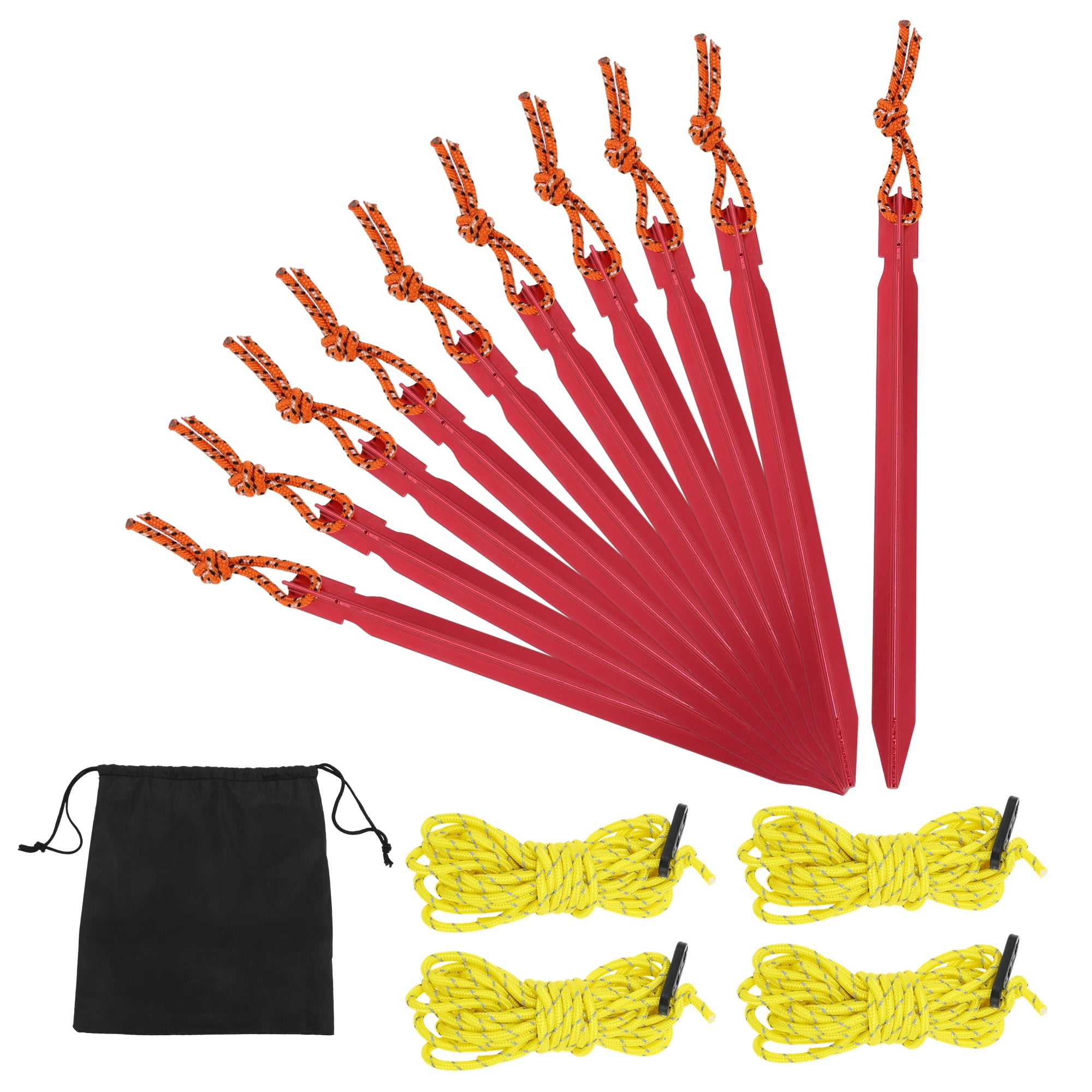 Unique Bargains 1 Set Triangular Tent Pegs Red Aluminum Alloy Polyester Nylon