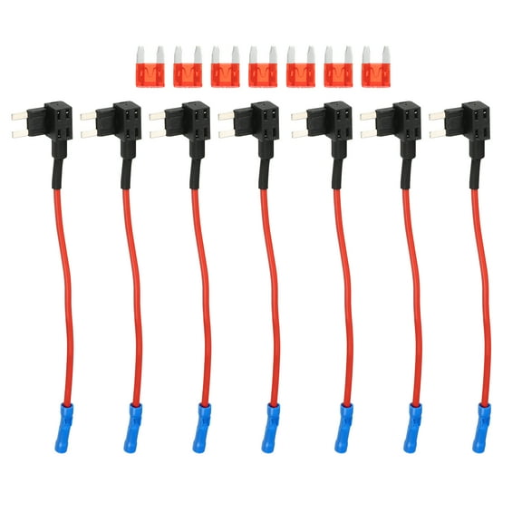 Unique Bargains 1 Set Universal 3pcs Auto Fuse Tap Add a Circuit Adapter 12V with 7pcs 10A Mini ATM APM Blade Type Fuse