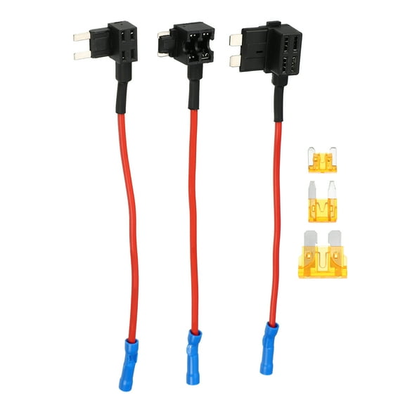 Unique Bargains 1 Set Universal 3pcs Car Fuse Tap Adapter with 3pcs 5A Standard Mini Low Profile Mini Blade Type Fuse