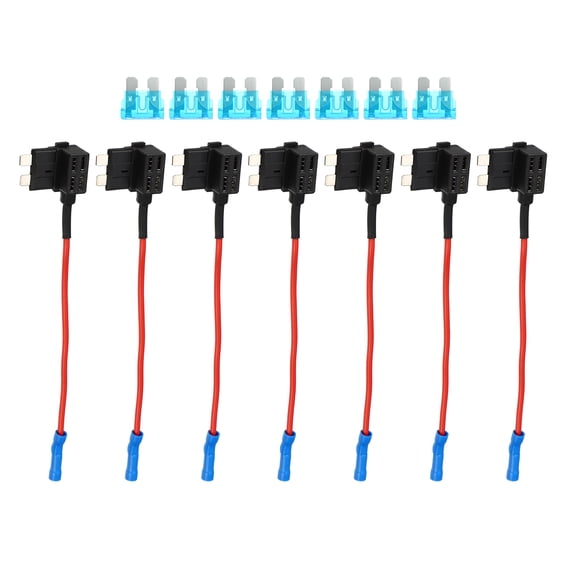 Unique Bargains 1 Set Universal 7pcs Car Fuse Tap Adapter 12V with 7pcs 15A Standard APR ATC Blade Type Fuse