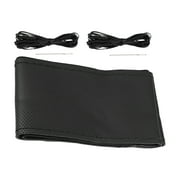 Unique Bargains 1 Set Universal Black 36.5-37.9cm Dia Faux Leather Car Steering Wheel Cover with Needle and Thread