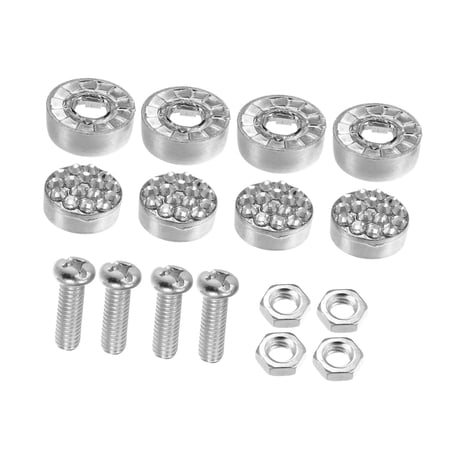 Unique Bargains Universal Bling Car License Plate Fasteners Screws Cap Bolt Cover Silver