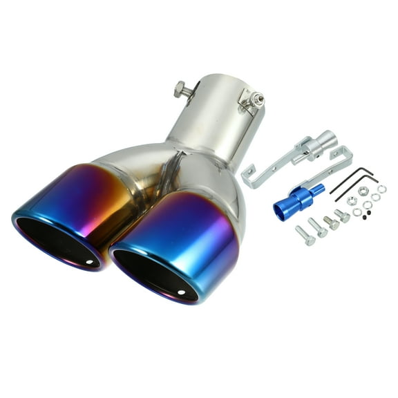 Unique Bargains 1 Set Universal Car Curved Exhaust Tip Muffler Tailpipe 2.5 Inch Inlet 3.14 Inch Outlet Burnt Blue