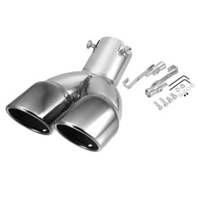 Unique Bargains 1 Set Universal Car Curved Exhaust Tip Muffler Tailpipe 2.5 Inch Inlet 3.14 Inch Outlet Silver Tone