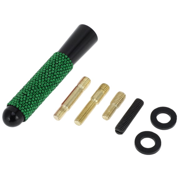 Unique Bargains 1 Set Universal Car Signal Antenna 4.72" Bling Rhinestone Polished Finish Antenna for Decoration Aluminum Alloy Material Green 3.15"